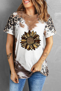 Sunflower Graphic Round Neck Short Sleeve T-Shirt