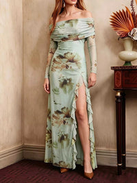 Ruffled Slit Off Shoulder Maxi Dress 100100783791941 40 Affordable Fashion Under $100 Jerry's Apparel 