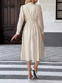 Polka Dot Tie Front Long Sleeve Midi Dress 100100412285779 42 Gifts for Her Jerry's Apparel 