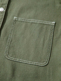 Patched Pocket Collared Button Front Boyfriend Denim Jacket 100100355837828 73 Affordable Fashion Under $100 Jerry's Apparel 