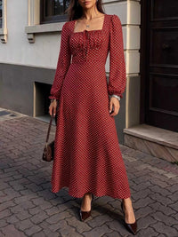 Square Neck Polka Dot Long Sleeve Maxi Dress 101001463928082 48 Affordable Fashion Under $100 Jerry's Apparel 