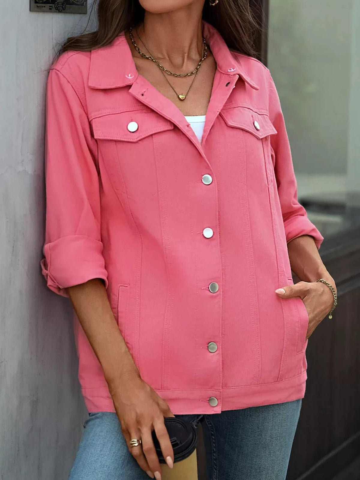 Button Up Long Sleeve Denim Jacket 100100316291883 79 Affordable Fashion Under $100 Jerry's Apparel 