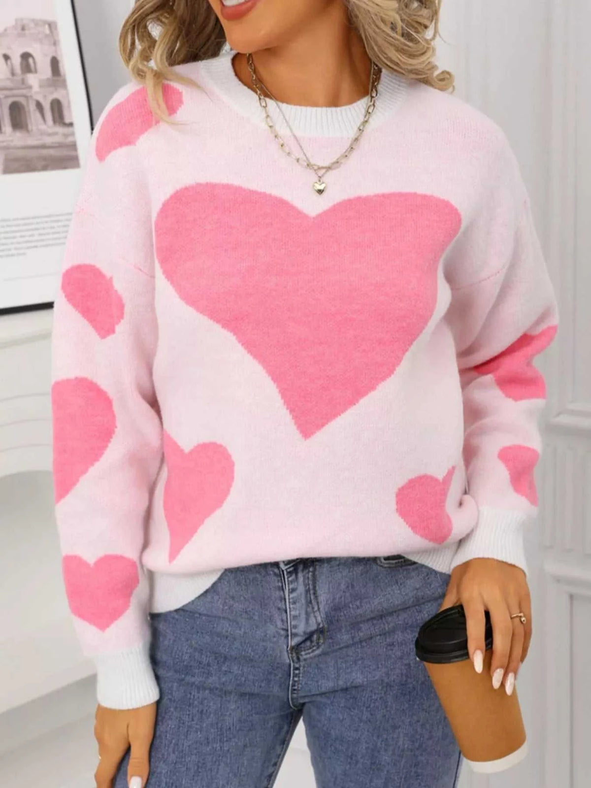 Valentine's Day Heart Crew Neck Sweater 100100296017651 48 Affordable Fashion Under $100 Jerry's Apparel 