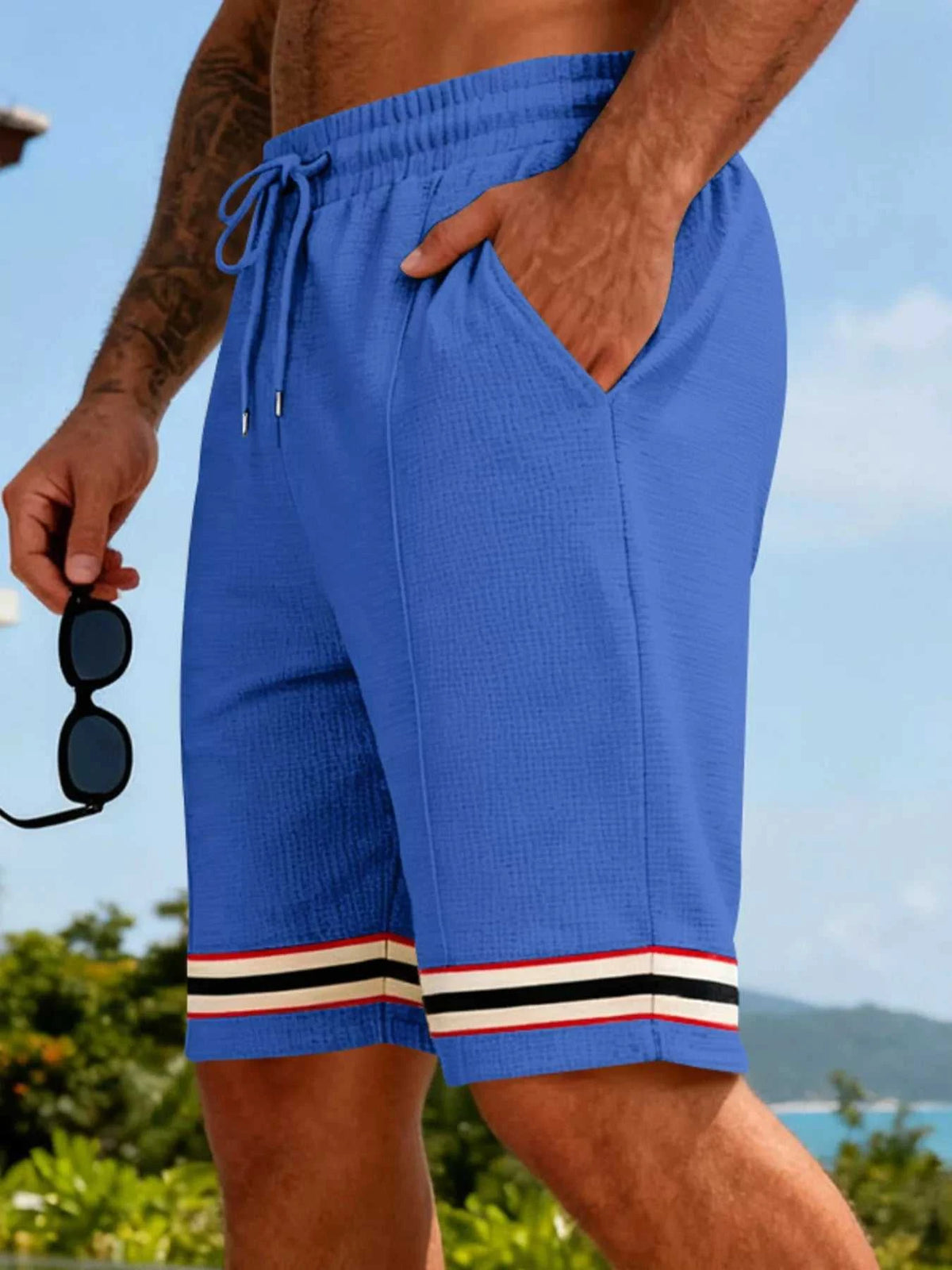 Men's Full Size Textured Knit Drawstring Shorts Plus Size 100400916555342 23 Affordable Fashion Under $100 Jerry's Apparel 