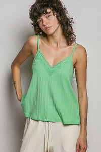 POL Lace Detail V-Neck Textured Knit Cami 100100337731726 41 Affordable Fashion Under $100 Jerry's Apparel 