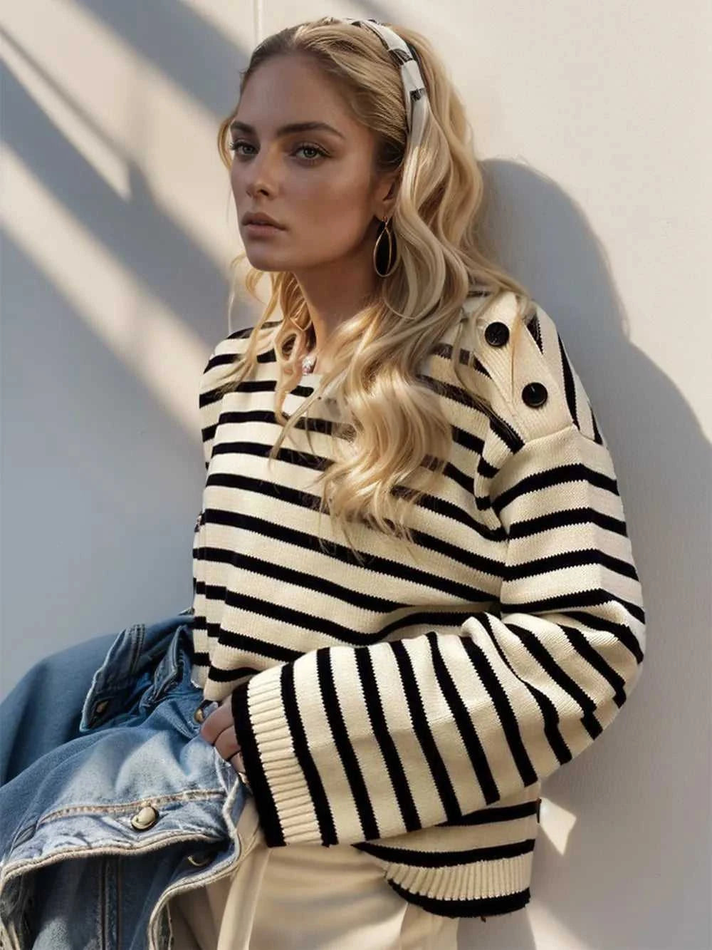 Perfee Striped Round Neck Long Sleeve Knit Top 100100498701057 40 Affordable Fashion Under $100 Jerry's Apparel 