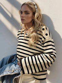 Perfee Striped Round Neck Long Sleeve Knit Top 100100498701057 40 Affordable Fashion Under $100 Jerry's Apparel 