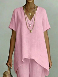 Full Size V-Neck Top and Wide-Leg Pants Set Plus Size 100100663551339 44 Affordable Fashion Under $100 Jerry's Apparel 