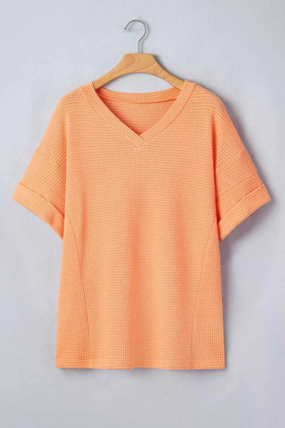 Textured Waffle Knit V-Neck T-Shirt 100100332511740 29 Affordable Fashion Under $100 Jerry's Apparel 