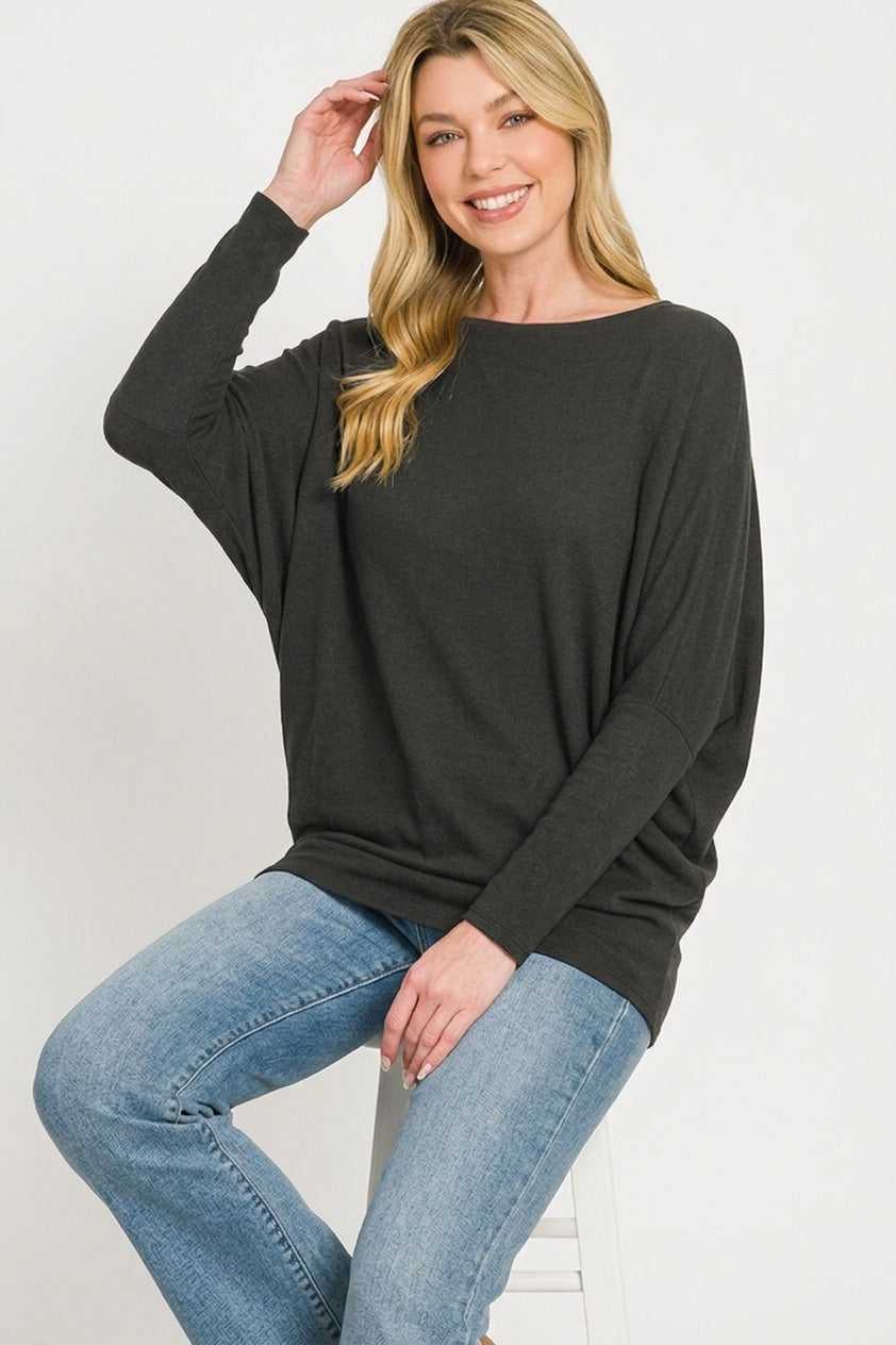 Zenana Hacci Dolman Sleeve Boat Neck Top 100100670981549 23 Affordable Fashion Under $100 Jerry's Apparel 