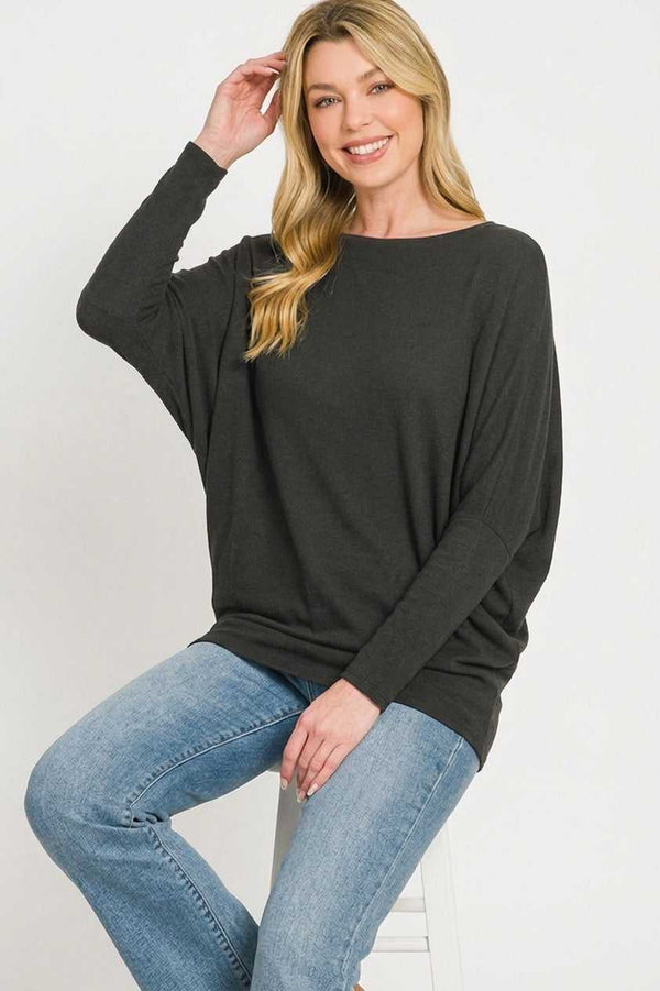 Zenana Hacci Dolman Sleeve Boat Neck Top 100100670981549 23 Affordable Fashion Under $100 Jerry's Apparel 