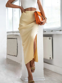 Slit Elastic Waist Skirt