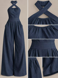 Full Size Halter Neck Wide-Leg Jumpsuit Plus Size 101001857800379 54 Affordable Fashion Under $100 Jerry's Apparel 
