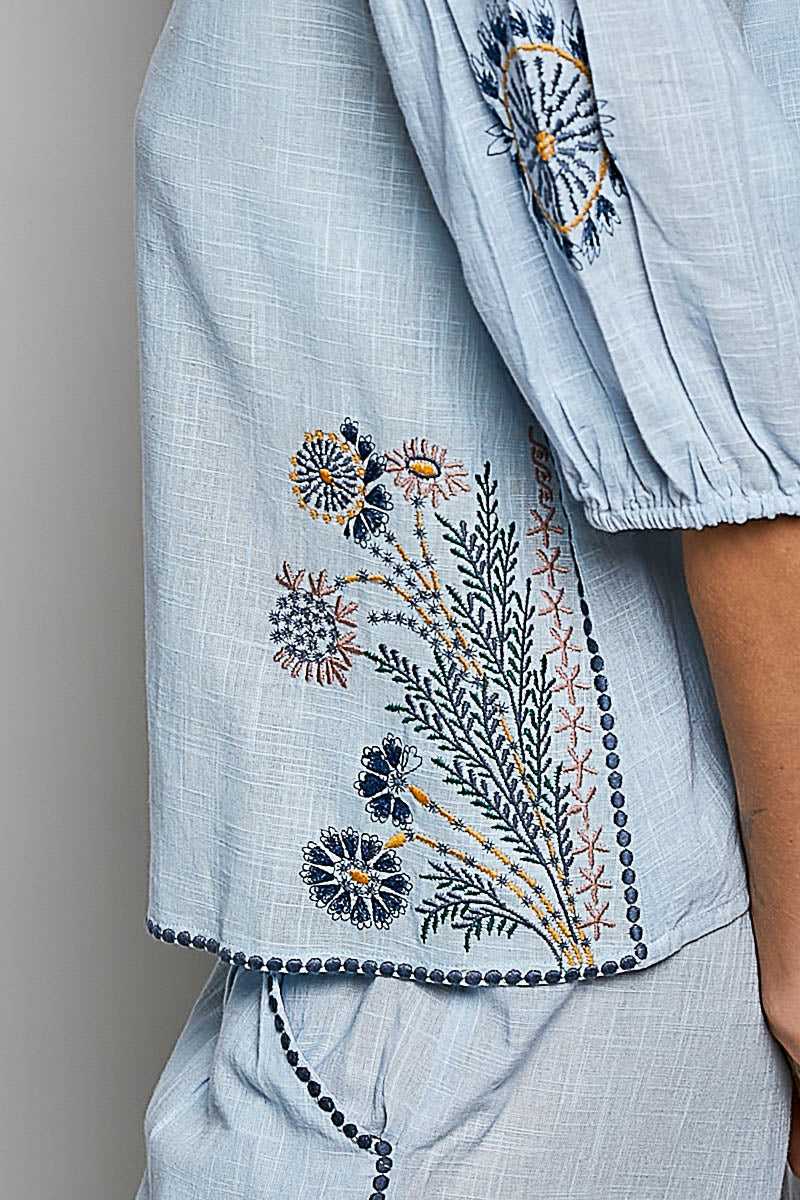 POL Button Down Embroidered Floral Short Sleeve Shirt 100100835201675 50 Affordable Fashion Under $100 Jerry's Apparel 