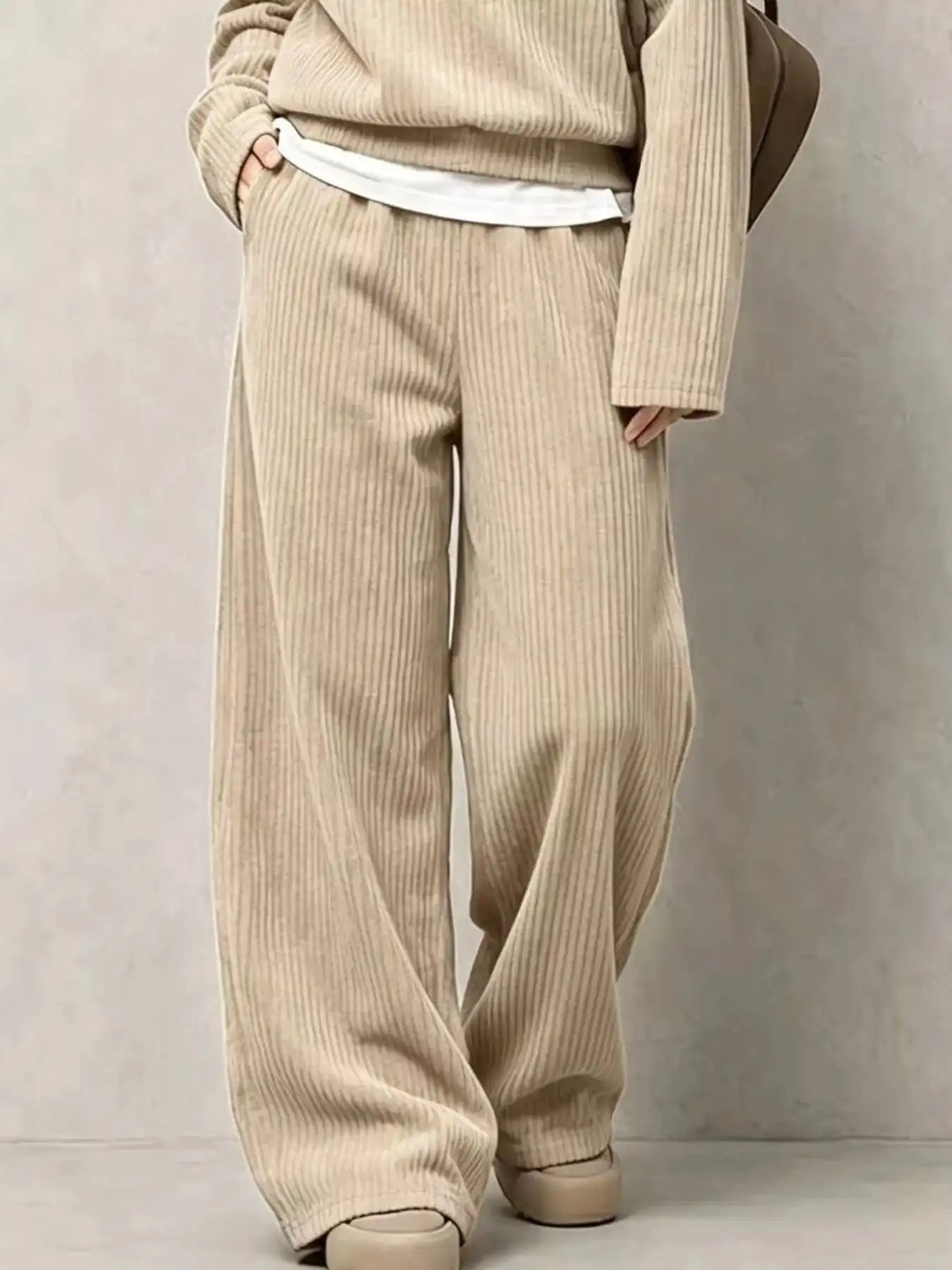 Corduroy Button Detail Top and Wide-Leg Pants Set 101001305640558 63 Affordable Fashion Under $100 Jerry's Apparel 
