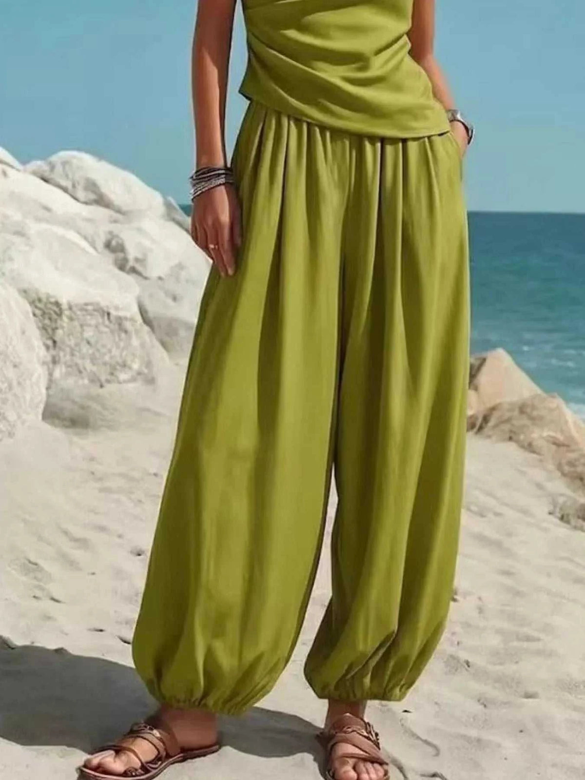 Full Size One-Shoulder Top and Wide Leg Pants Set Plus Size 100100433821316 36 Affordable Fashion Under $100 Jerry's Apparel 