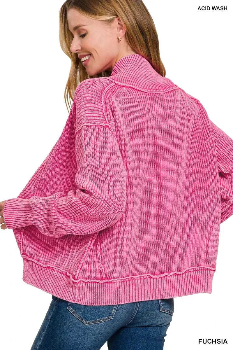 Zenana Washed Dropped Shoulder Cardigan with Side Pockets 100100659501006 57 Affordable Fashion Under $100 Jerry's Apparel 