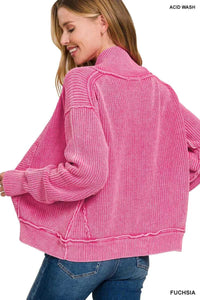 Zenana Washed Dropped Shoulder Cardigan with Side Pockets 100100659501006 57 Affordable Fashion Under $100 Jerry's Apparel 