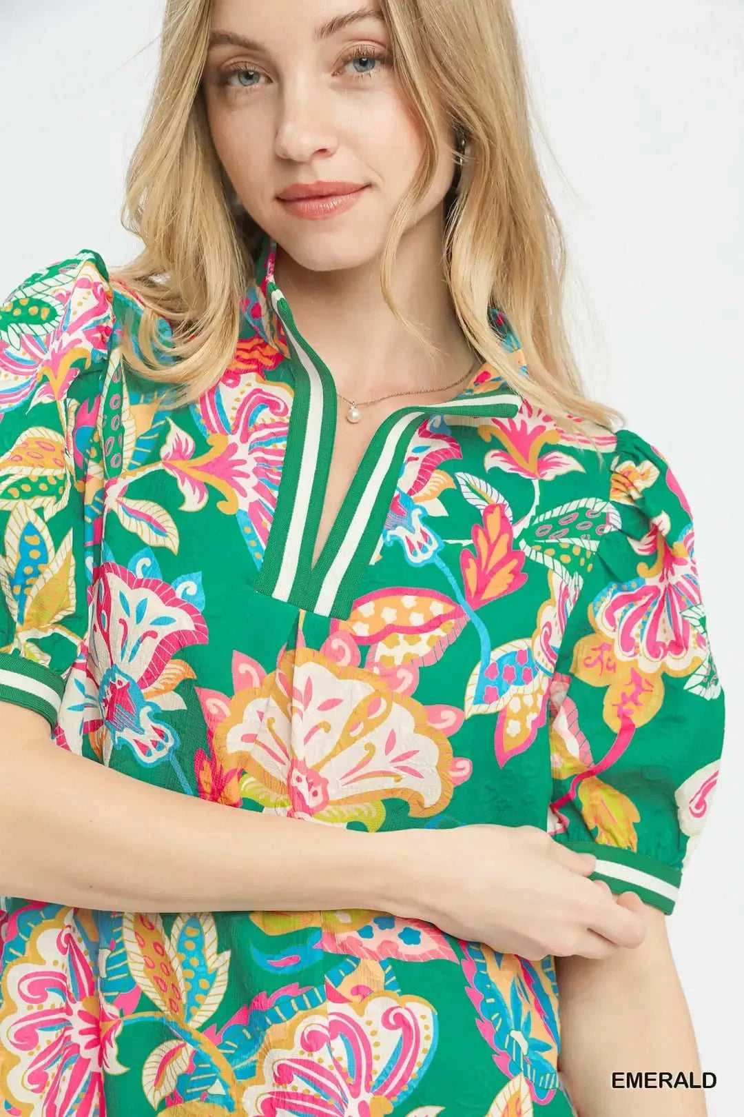 Umgee Jacquard Paisley Print Puff Sleeve Tunic Dress 100100552021964 53 Affordable Fashion Under $100 Jerry's Apparel 
