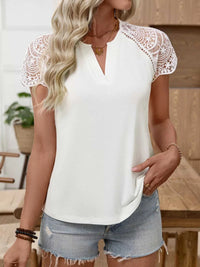 Lace Sleeve Notched Top 100100021848686 29 Affordable Fashion Under $100 Jerry's Apparel 
