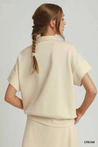 Umgee Ruffle Quarter Zip Short Sleeve Top 100100377651721 53 Affordable Fashion Under $100 Jerry's Apparel 