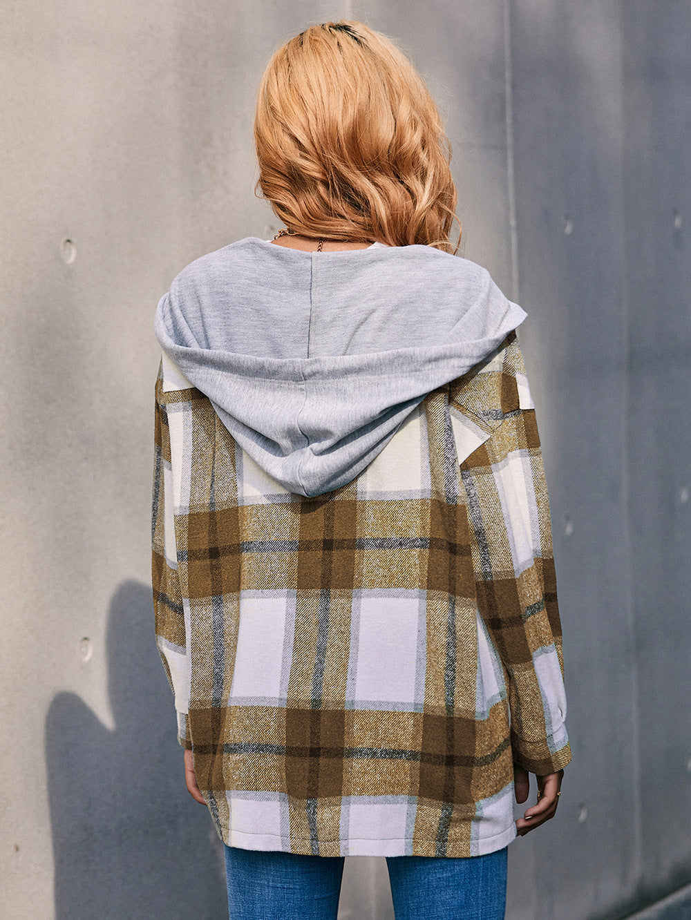 Ivy Lane Plaid Dropped Shoulder Hooded Jacket