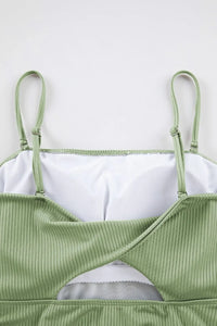 Ribbed Drawstring Sides Cutout One Piece Swimsuit