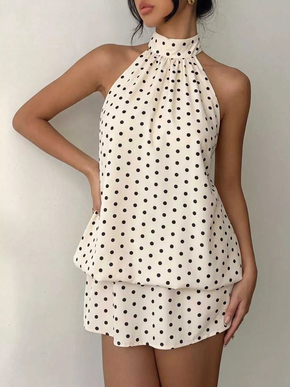 Polka Dot Halter Neck Mini Dress 100100230161229 32 Affordable Fashion Under $100 Jerry's Apparel 