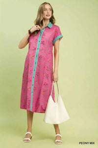 Umgee Mix Floral Button-Front Midi Dress 100100951291613 62 Affordable Fashion Under $100 Jerry's Apparel 