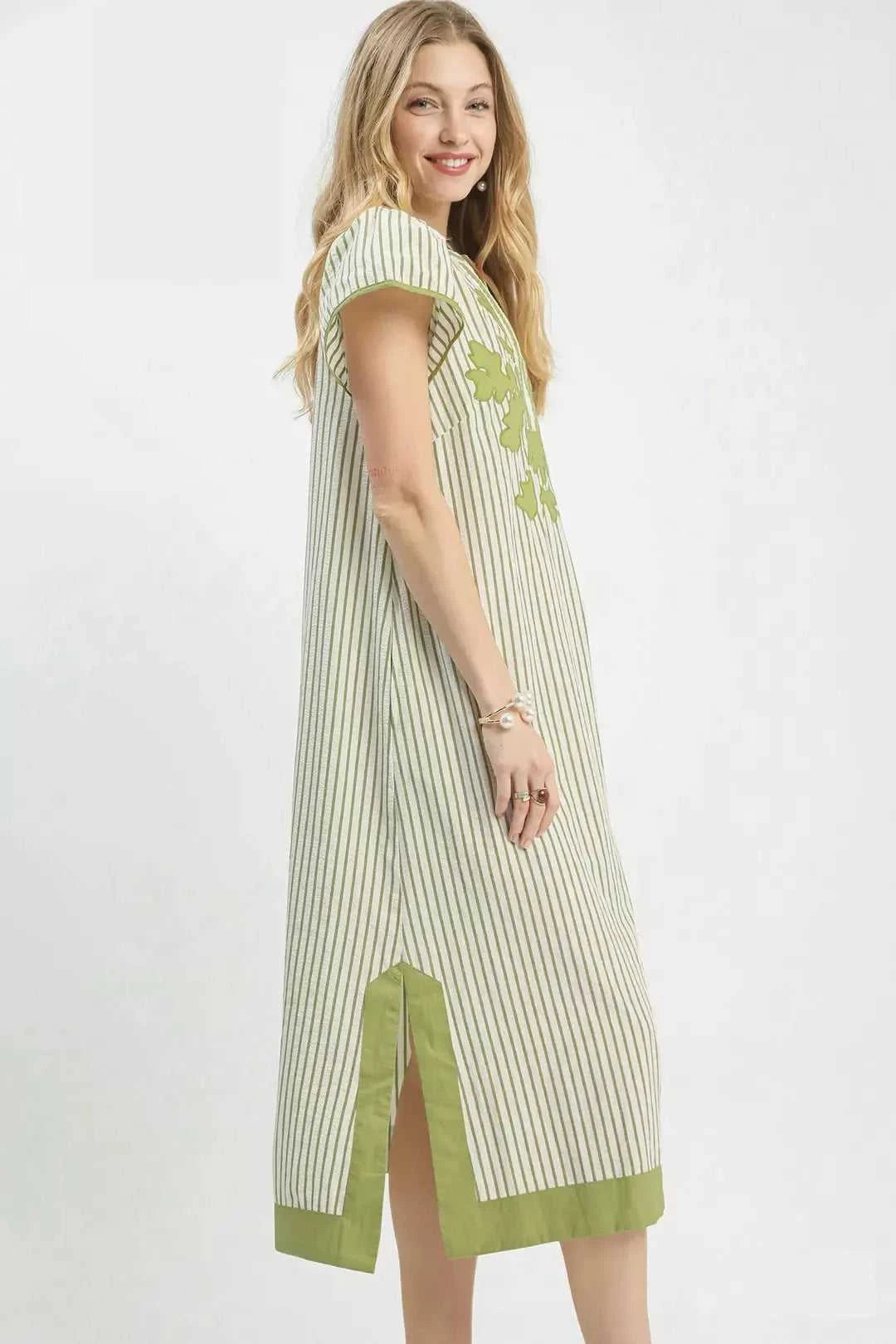 Umgee Stripe Midi Dress with Lace Trim 100100319141065 62 Affordable Fashion Under $100 Jerry's Apparel 