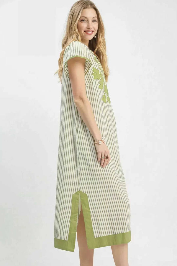 Umgee Stripe Midi Dress with Lace Trim 100100319141065 62 Affordable Fashion Under $100 Jerry's Apparel 