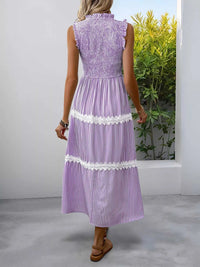 Smocked Striped Lace Trim Sleeveless Midi Dress 100100337606296 49 Affordable Fashion Under $100 Jerry's Apparel 