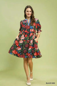 Umgee Floral Tiered Puff Sleeve Dress 100100910251622 60 Affordable Fashion Under $100 Jerry's Apparel 