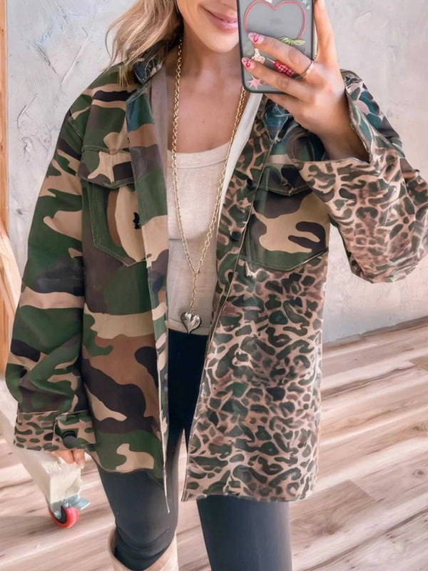 Camouflage Leopard Print Mixed Pattern Oversized Jacket 100100061921936 66 Affordable Fashion Under $100 Jerry's Apparel 