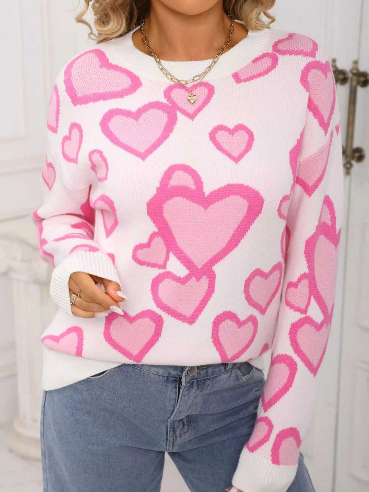 Valentine's Day Heart Crew Neck Sweater 100100791356331 48 Affordable Fashion Under $100 Jerry's Apparel 
