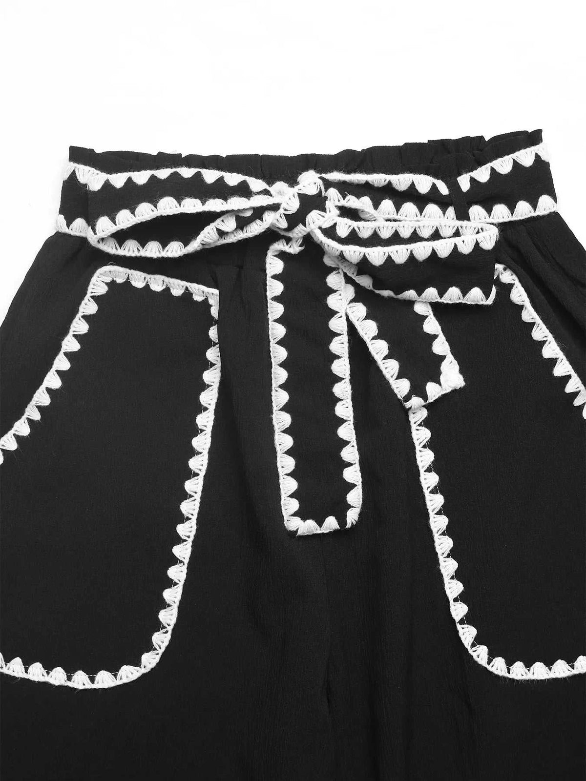 Crochet Trim Tie Waist Wide Leg Pants 100100132087397 35 Affordable Fashion Under $100 Jerry's Apparel 