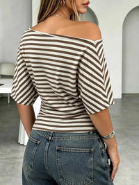 One Shoulder Striped Dolman Sleeve T-Shirt 100100582447121 35 Affordable Fashion Under $100 Jerry's Apparel 