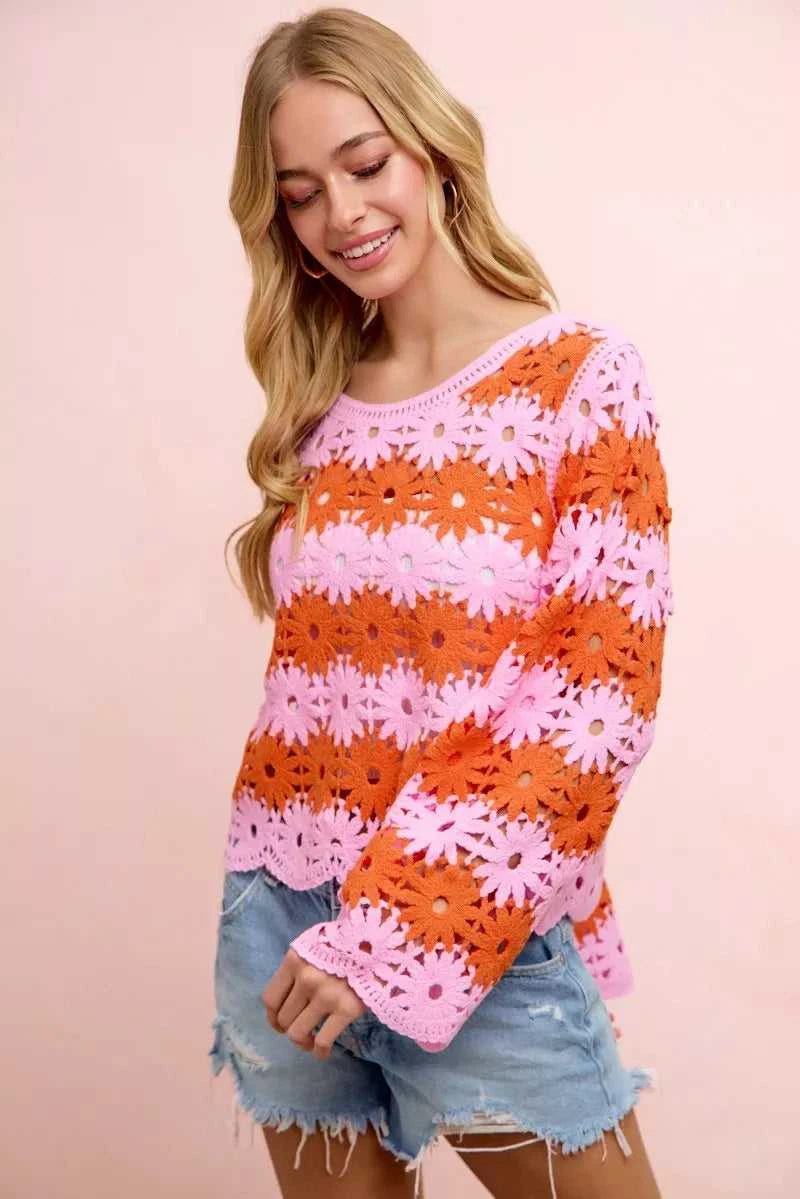 BiBi Flower Crochet Knit Top 100100317131724 56 Affordable Fashion Under $100 Jerry's Apparel 