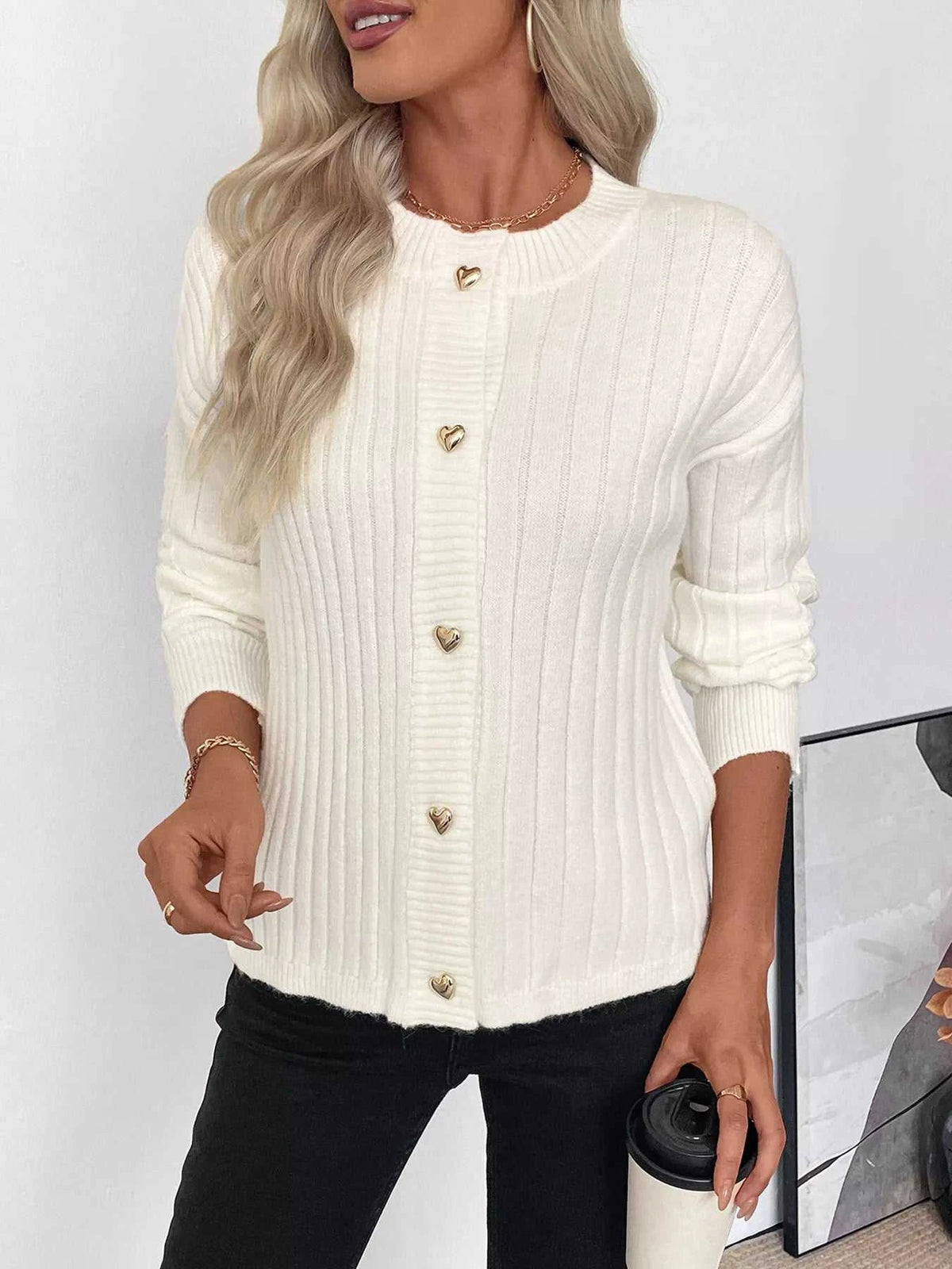 Ribbed Button Up Long Sleeve Cardigan 100100188529526 63 Affordable Fashion Under $100 Jerry's Apparel 