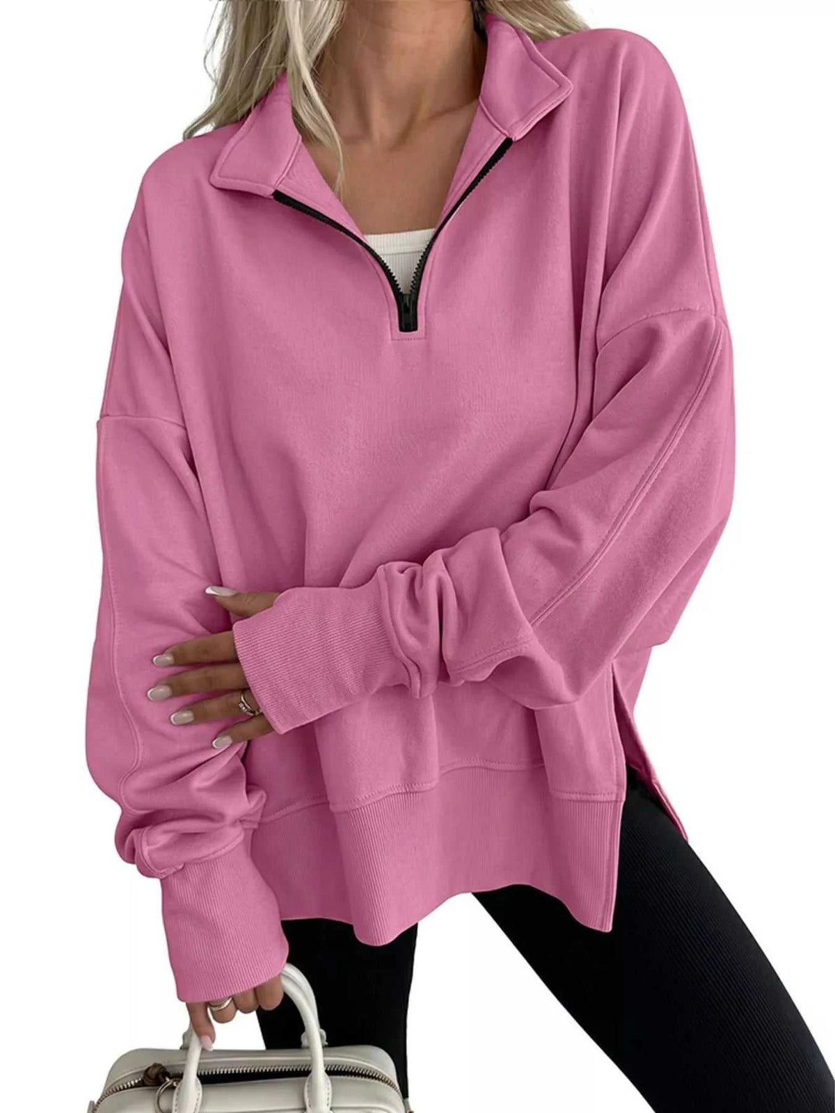 Quarter-Zip Dropped Shoulder Sweatshirt 101001101551160 56 Affordable Fashion Under $100 Jerry's Apparel 