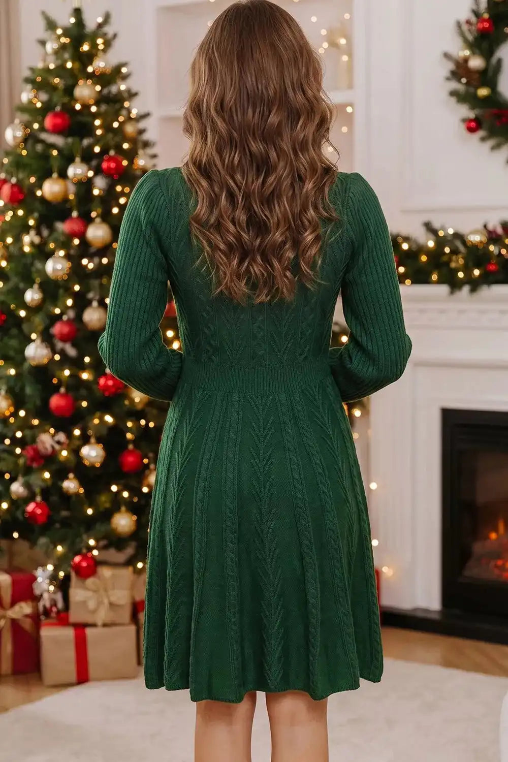 Ribbed Cable Knit Ribbon Knot Sweater Mini Dress 101002308474473 93 Gifts for Her Jerry's Apparel 