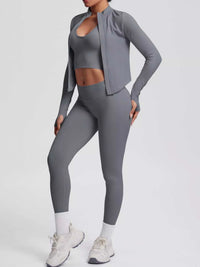 Tank & Zip-Up Jacket and Leggings Three-Piece Active Set 101006896695096 129 Comfortable Weekend Sets Jerry's Apparel 