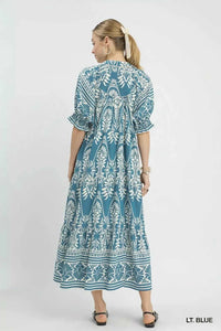 Umgee Two tone Border Print Midi Dress 100100454951485 62 Affordable Fashion Under $100 Jerry's Apparel 