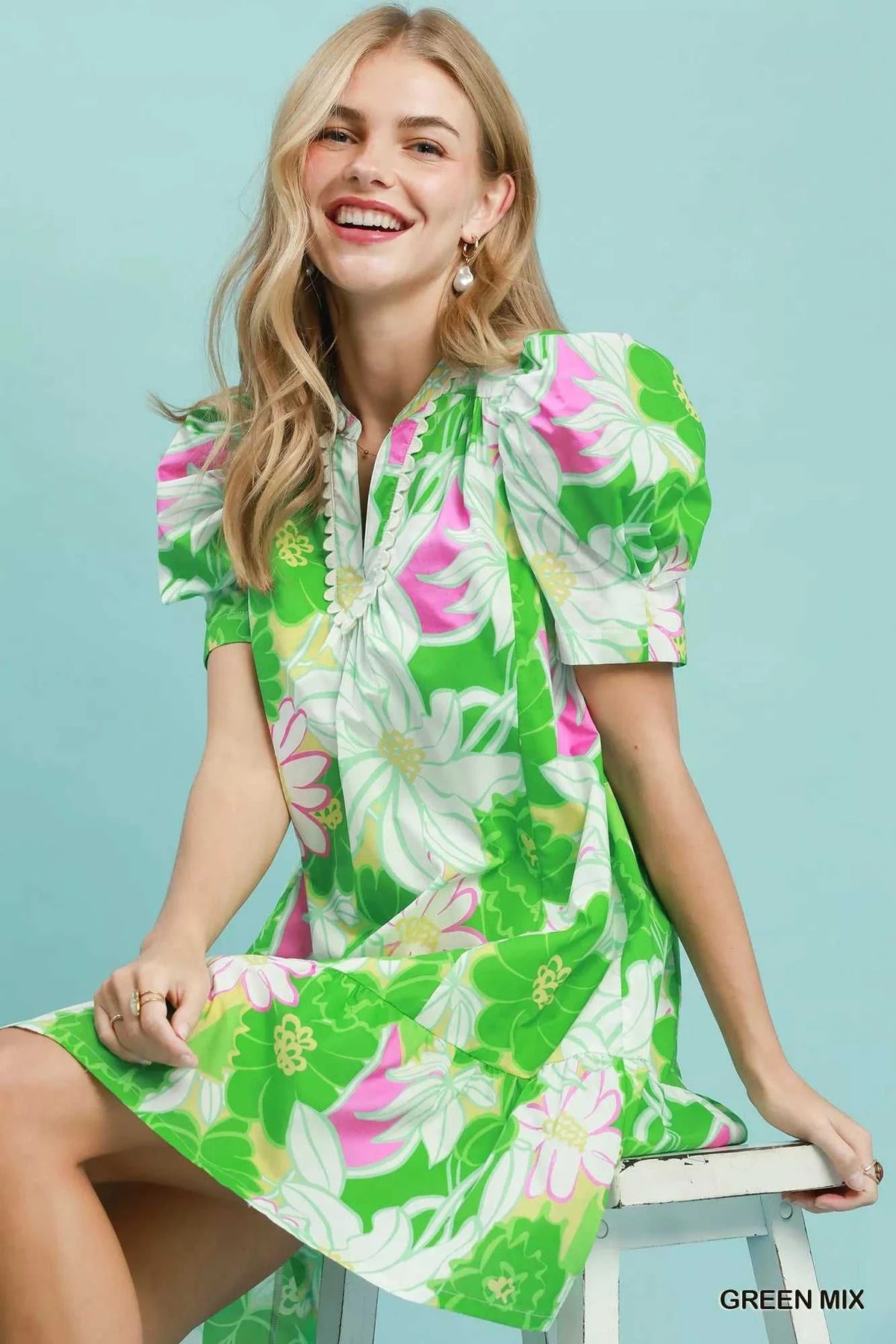 Umgee Floral Puff Sleeve Tiered Mini Dress 100100123971887 60 Affordable Fashion Under $100 Jerry's Apparel 