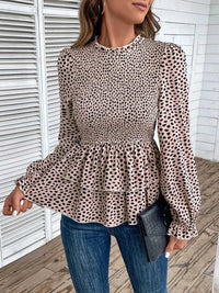 Perfee Printed Round Neck Smocked Flounce Sleeve T-Shirt 100101610531270 39 Affordable Fashion Under $100 Jerry's Apparel 