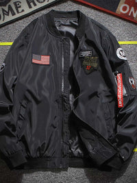Men's Plus Size Military-Inspired Patched Bomber Jacket 100400101573004 52 Affordable Fashion Under $100 Jerry's Apparel 