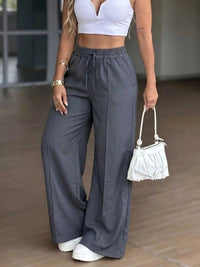 High-Waisted Wide-Leg Drawstring Pants 100100429371220 37 Jerry's Apparel 