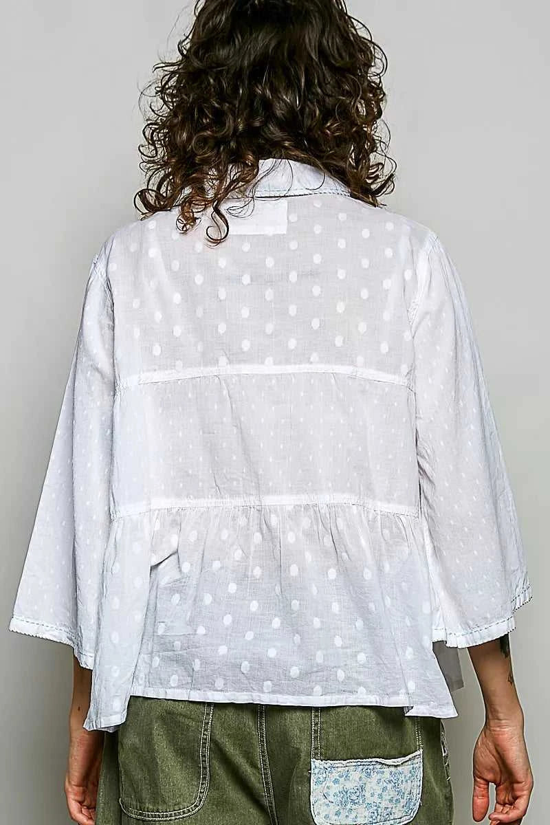 POL Tonal Dot Weave Textured Button Front Shirt 100100722231018 50 Affordable Fashion Under $100 Jerry's Apparel 