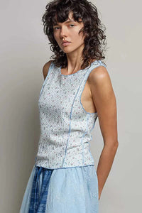 POL Seam detail Floral Round Neck Ribbed Tank 100100292361454 41 Affordable Fashion Under $100 Jerry's Apparel 