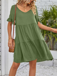 Ruffled Sleeve Tiered Mini Dress 100100840870791 28 Affordable Fashion Under $100 Jerry's Apparel 